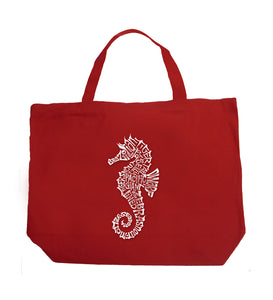 Types of Seahorse - Large Word Art Tote Bag