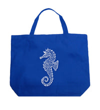 Load image into Gallery viewer, Types of Seahorse - Large Word Art Tote Bag