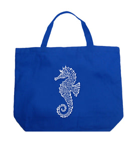 Types of Seahorse - Large Word Art Tote Bag