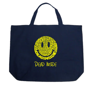 Dead Inside Smile - Large Word Art Tote Bag