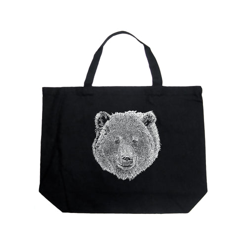 Bear Face  - Large Word Art Tote Bag