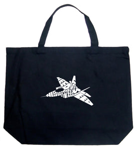 FIGHTER JET NEED FOR SPEED - Large Word Art Tote Bag