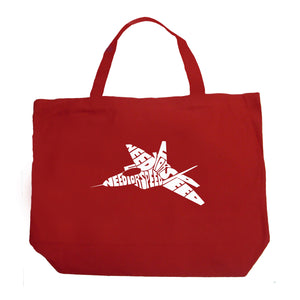 FIGHTER JET NEED FOR SPEED - Large Word Art Tote Bag