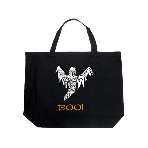 Halloween Ghost - Large Word Art Tote Bag