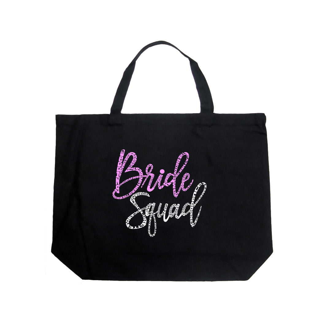 Large Word Art Tote Bag - Bride Squad