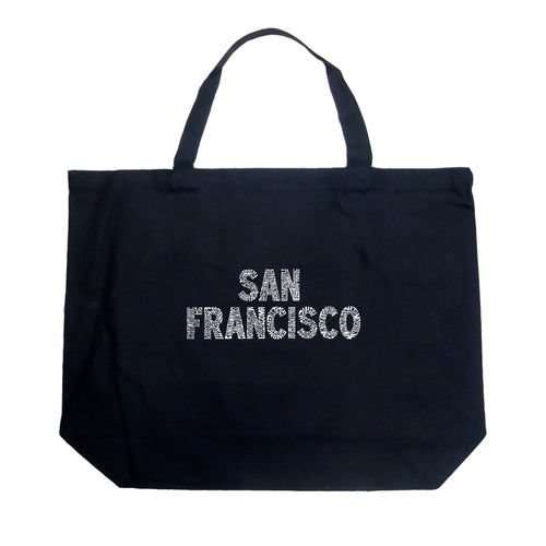SAN FRANCISCO NEIGHBORHOODS - Large Word Art Tote Bag