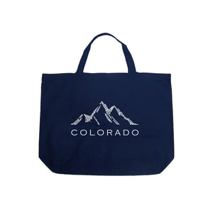 Colorado Ski Towns  - Large Word Art Tote Bag