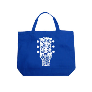 Guitar Head Music Genres  - Large Word Art Tote Bag