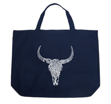 Load image into Gallery viewer, Texas Skull - Large Word Art Tote Bag