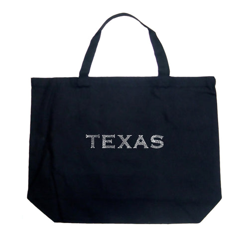 THE GREAT CITIES OF TEXAS - Large Word Art Tote Bag