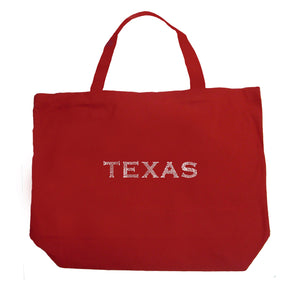 THE GREAT CITIES OF TEXAS - Large Word Art Tote Bag