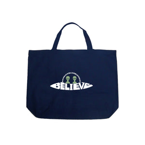 Believe UFO - Large Word Art Tote Bag