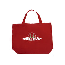 Load image into Gallery viewer, Believe UFO - Large Word Art Tote Bag