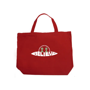 Believe UFO - Large Word Art Tote Bag