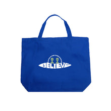 Load image into Gallery viewer, Believe UFO - Large Word Art Tote Bag