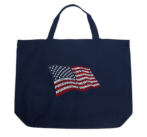 American Wars Tribute Flag - Large Word Art Tote Bag