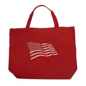 American Wars Tribute Flag - Large Word Art Tote Bag