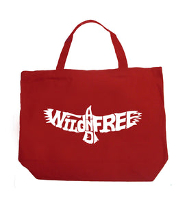 Wild and Free Eagle - Large Word Art Tote Bag