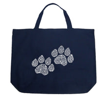 Load image into Gallery viewer, Woof Paw Prints - Large Word Art Tote Bag