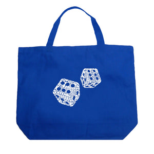 DIFFERENT ROLLS THROWN IN THE GAME OF CRAPS - Large Word Art Tote Bag