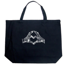 Load image into Gallery viewer, Finger Heart - Large Word Art Tote Bag