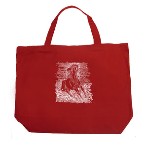 POPULAR HORSE BREEDS - Large Word Art Tote Bag
