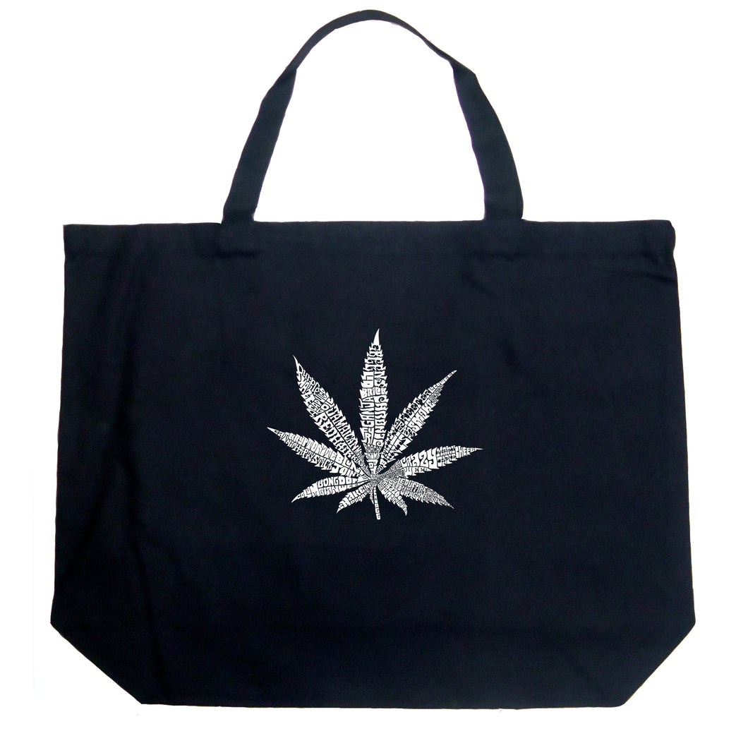 50 DIFFERENT STREET TERMS FOR MARIJUANA - Large Word Art Tote Bag