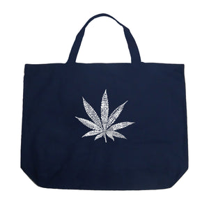 50 DIFFERENT STREET TERMS FOR MARIJUANA - Large Word Art Tote Bag