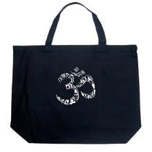 Load image into Gallery viewer, THE OM SYMBOL OUT OF YOGA POSES - Large Word Art Tote Bag