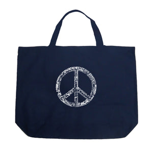 THE WORD PEACE IN 77 LANGUAGES - Large Word Art Tote Bag