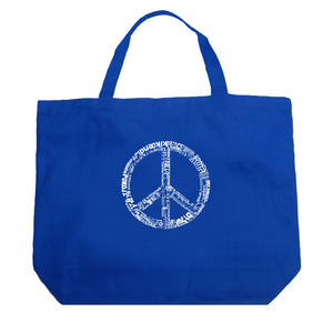 THE WORD PEACE IN 77 LANGUAGES - Large Word Art Tote Bag