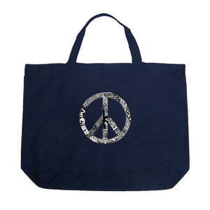 PEACE, LOVE, & MUSIC - Large Word Art Tote Bag