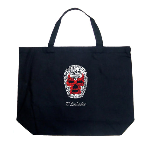 MEXICAN WRESTLING MASK - Large Word Art Tote Bag