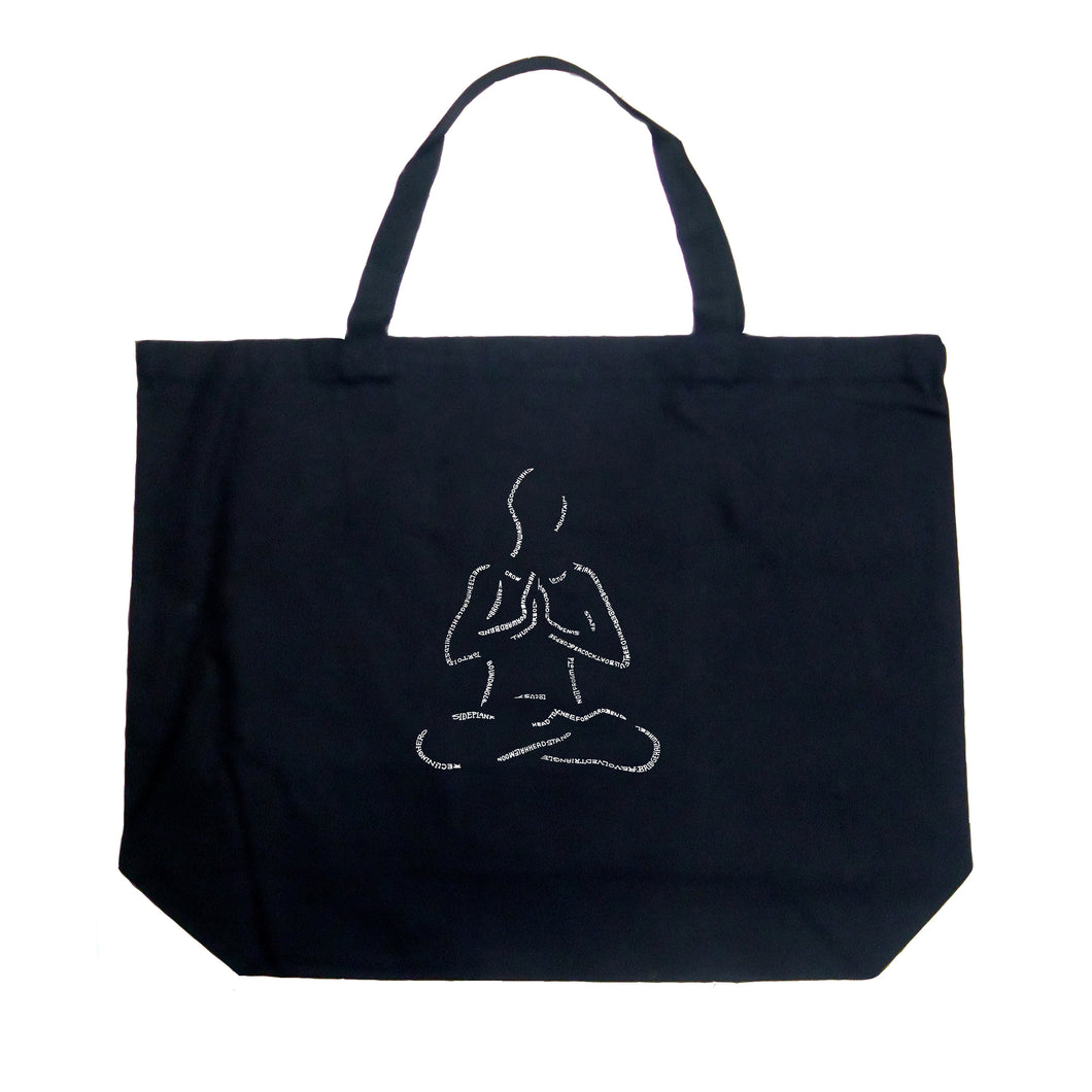 POPULAR YOGA POSES - Large Word Art Tote Bag