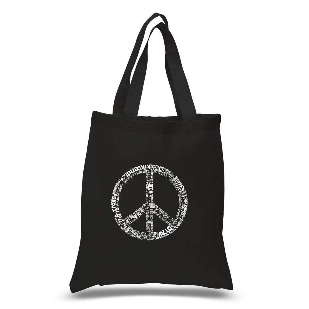 THE WORD PEACE IN 77 LANGUAGES - Small Word Art Tote Bag