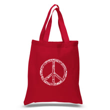 Load image into Gallery viewer, THE WORD PEACE IN 77 LANGUAGES - Small Word Art Tote Bag