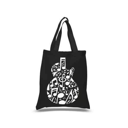 Music Notes Guitar - Small Word Art Tote Bag