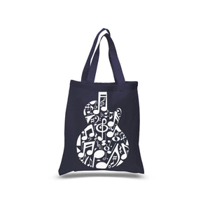 Music Notes Guitar - Small Word Art Tote Bag