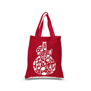 Music Notes Guitar - Small Word Art Tote Bag