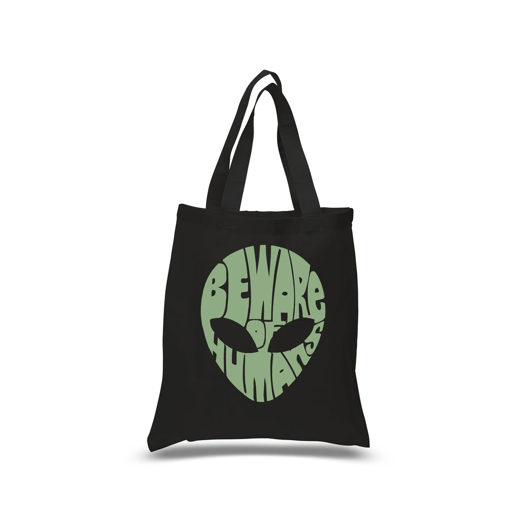 Beware of Humans - Small Word Art Tote Bag