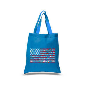 Small Word Art Tote Bag - Fireworks American Flag