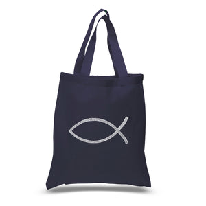 JESUS FISH - Small Word Art Tote Bag