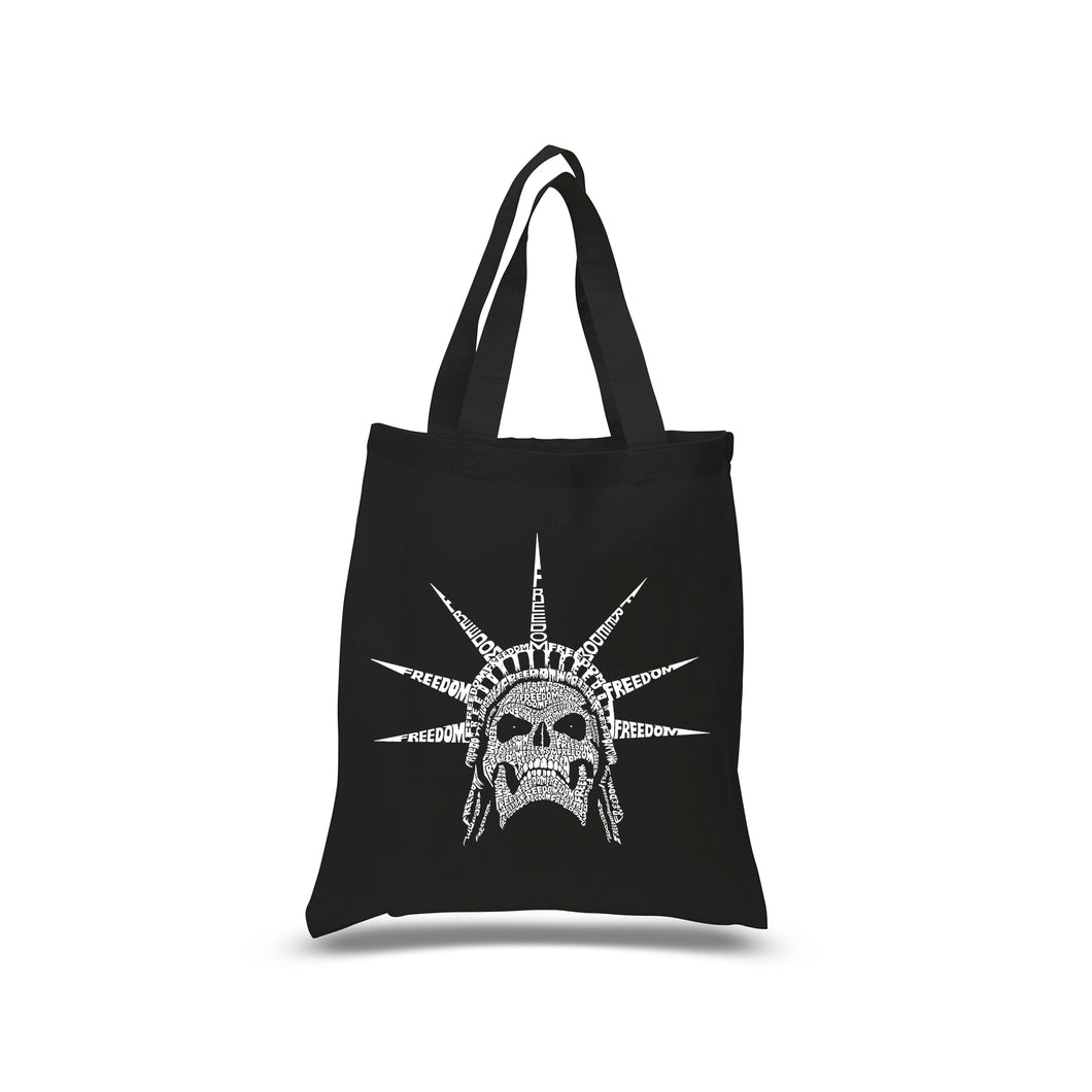 Freedom Skull  - Small Word Art Tote Bag