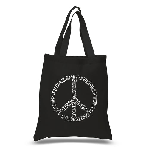 Different Faiths peace sign - Small Word Art Tote Bag
