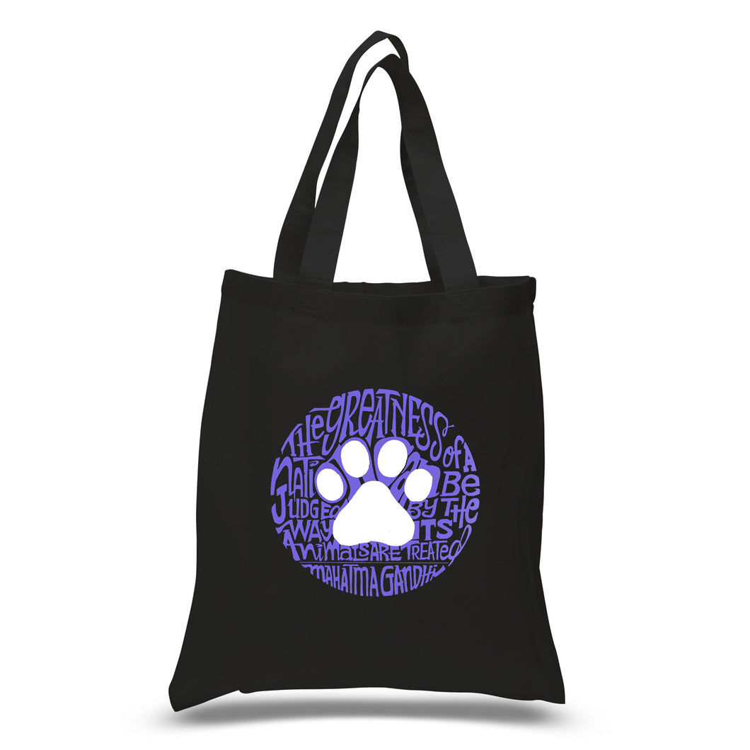 Gandhi's Quote on Animal Treatment - Small Word Art Tote Bag