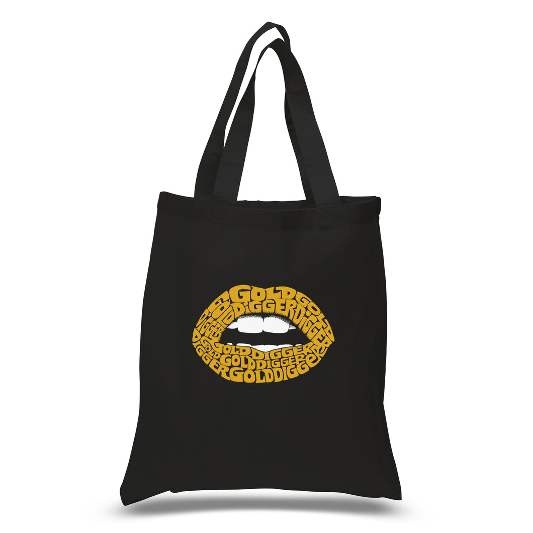 Gold Digger Lips - Small Word Art Tote Bag