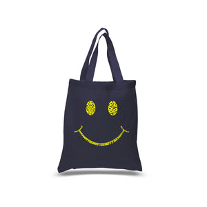 Be Happy Smiley Face  - Small Word Art Tote Bag