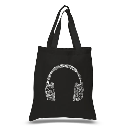 Music in Different Languages Headphones - Small Word Art Tote Bag