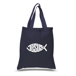 Christian Jesus Name Fish Symbol - Small Word Art Tote Bag