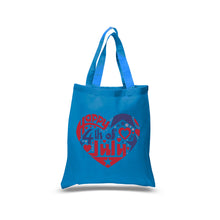 Load image into Gallery viewer, Small Word Art Tote Bag - July 4th Heart